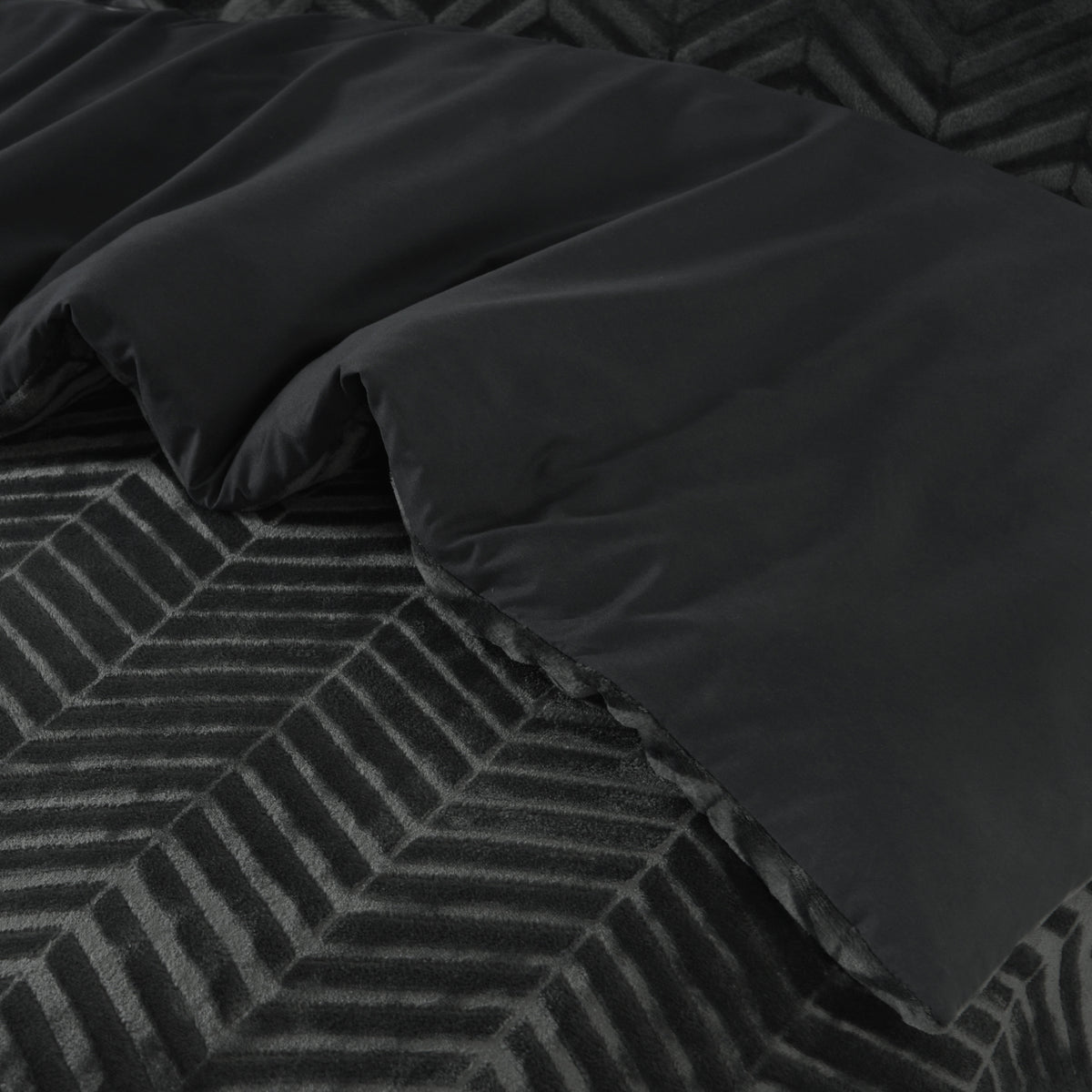 Pussilakanasetti Chevron Teddy Antrasiitti