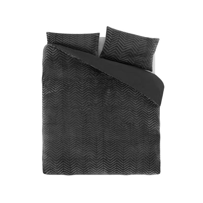 Pussilakanasetti Chevron Teddy Antrasiitti