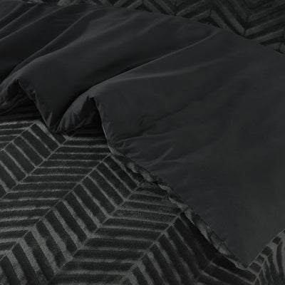Pussilakanasetti Chevron Teddy Antrasiitti
