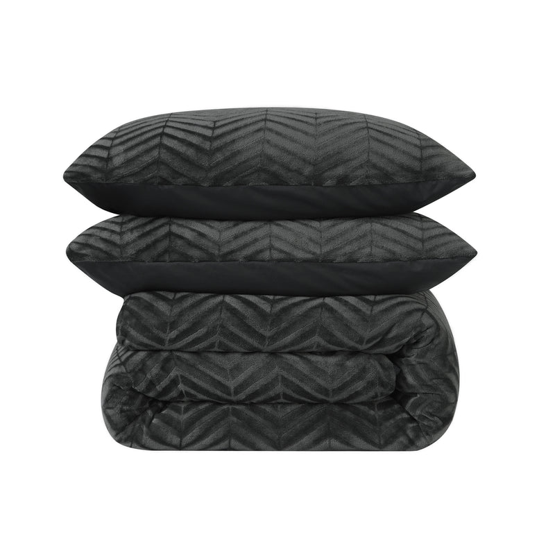 Pussilakanasetti Chevron Teddy Antrasiitti