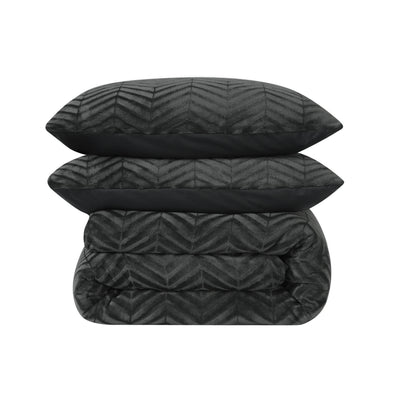 Pussilakanasetti Chevron Teddy Antrasiitti
