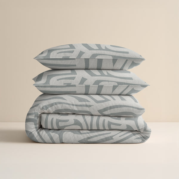 Flanellipussilakanasetti Vihreä/Harmaa 240 x 200/220