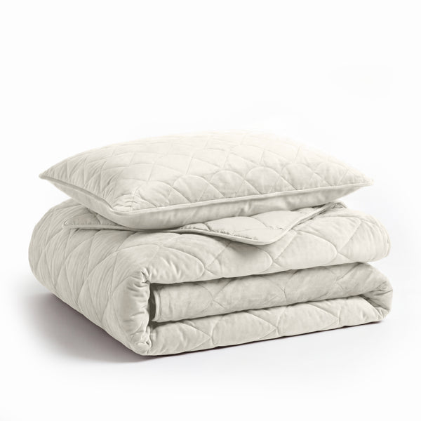 VUODEVAATTEET - Lazy peitto Velvet Beige ylellisillä tyynyliinoilla Tyynyliina