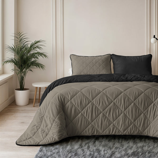 Taupe Musta Peitto ja Tyynyliina 140x200