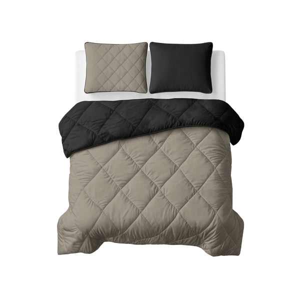 Lazy Dekbed Uni Taupe/Musta Peitto ja Tyynysetti 200x200
