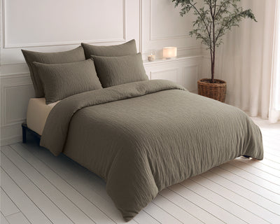 Mousseline Pussilakana Taupe 140x200 + Tyynyliina