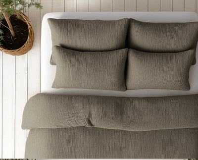 Mousseline Pussilakana Taupe 140x200 + Tyynyliina