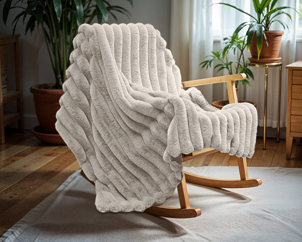 Pehmeä Rib Torkkupeitto Ecru 240 x 200 cm