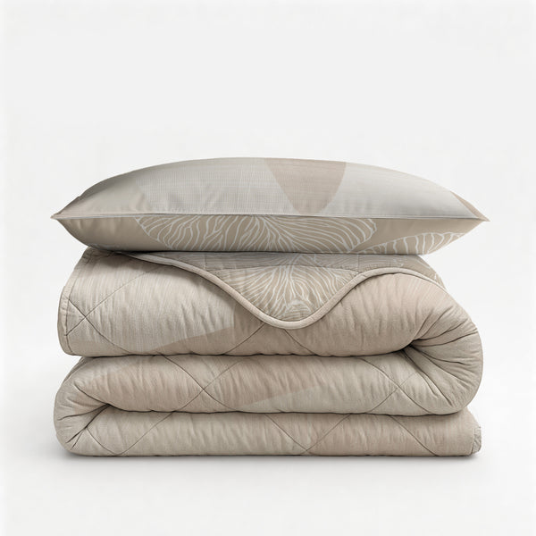 VUODEVAATTEET - Lazy peitto Warm Triangles hiekka/Beige tyynyliinoilla
