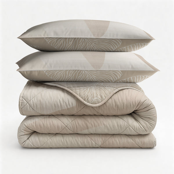VUODEVAATTEET - Lazy peitto Warm Triangles hiekka/Beige tyynyliinoilla