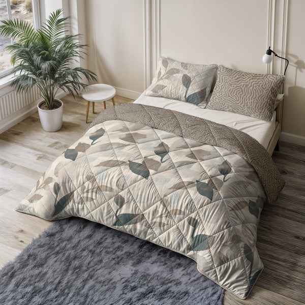 Taupe Pussilakanasetti 200x200 cm Tyynyliinoilla