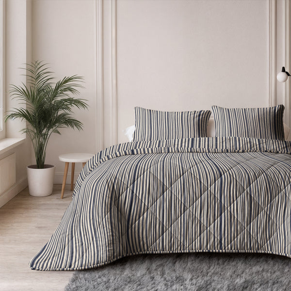 VUODEVAATTEET - Stripy 2-pack tyynyliinat Beige/Sininen