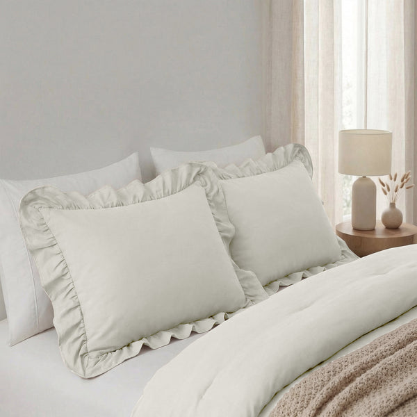 VUODEVAATTEET - Lazy Ruffles Tyynyliina 2-pack luonnonvalkoinen