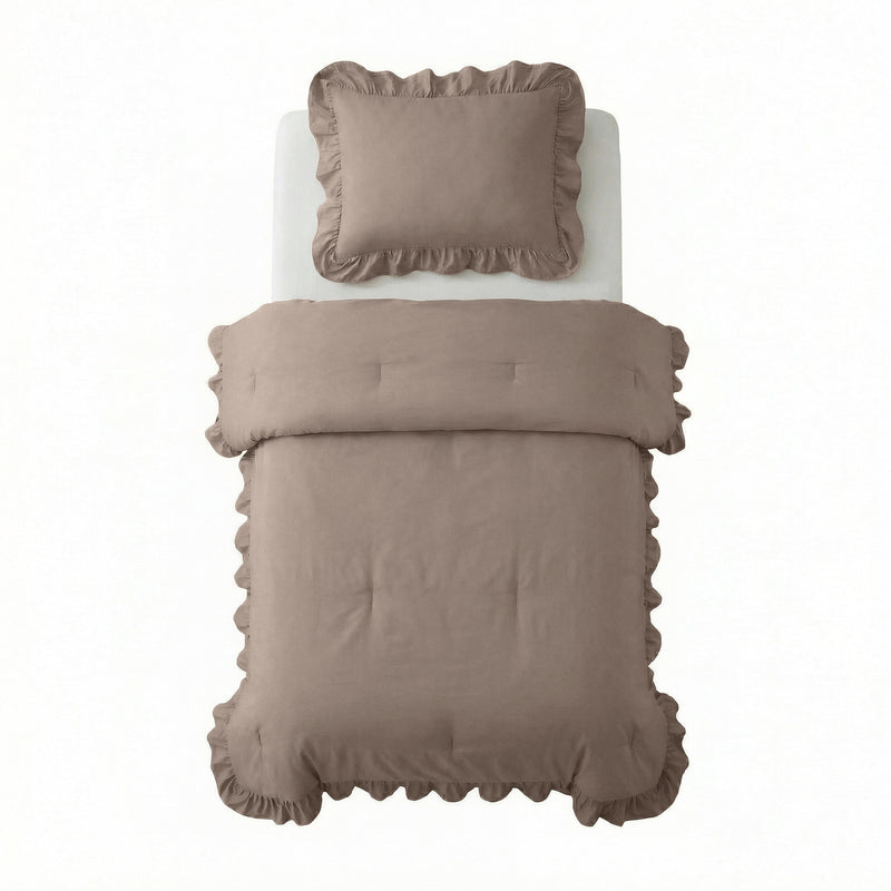 VUODEVAATTEET - Lazy peitto Ruffles Taupe