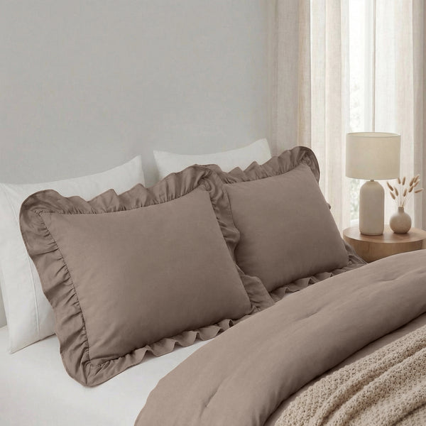 VUODEVAATTEET - Lazy peitto Ruffles Taupe