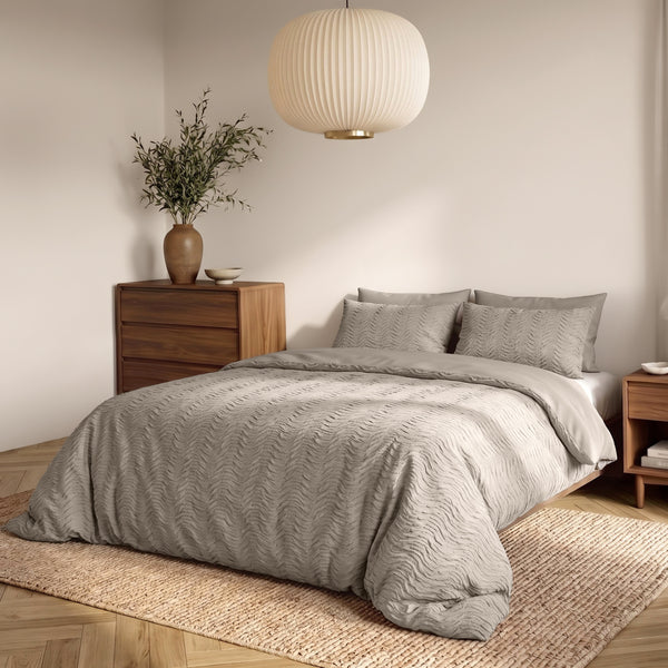 VUODEVAATTEET - Curve 3D Taupe/Harmaa Pussilakanasetti