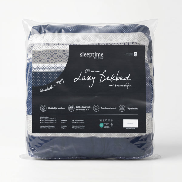 VUODEVAATTEET - Lazy peitto Elisabeth tummansininen tyynyliinoilla