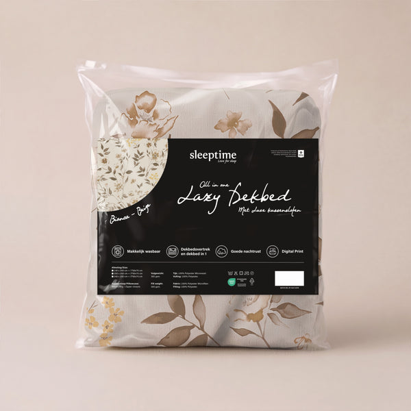 VUODEVAATTEET - Lazy peitto Bianca Beige Tyynyliinoilla