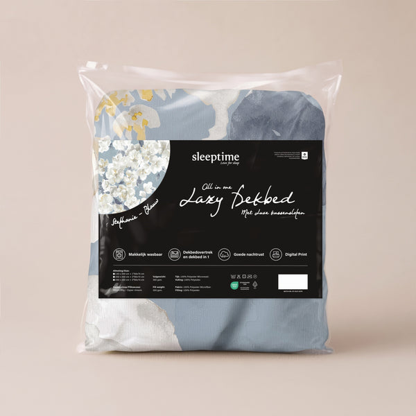 VUODEVAATTEET - Lazy peitto Stephanie sininen tyynyliinoilla