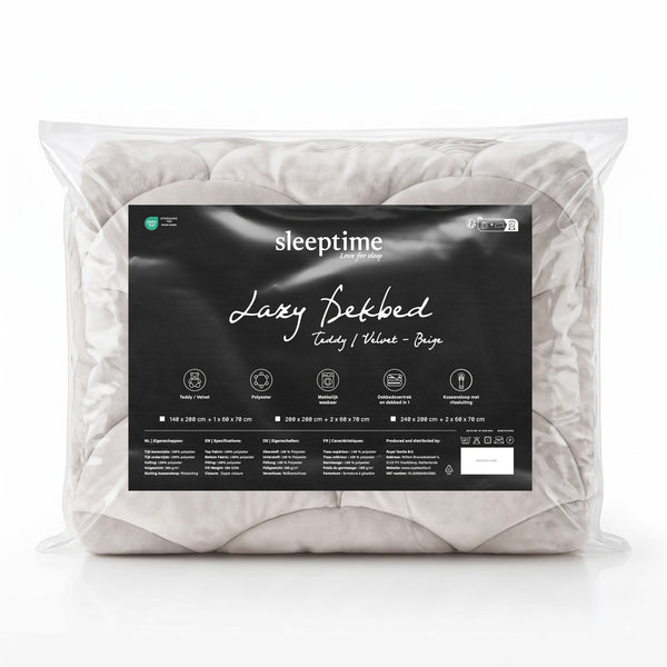 VUODEVAATTEET - Lazy Teddy/Sametti Beige Tyynyliinoilla Lazy peitto
