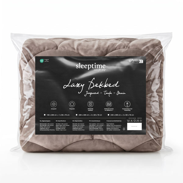 VUODEVAATTEET - Lazy Teddy/Sametti Taupe/Ruskea Tyynyliinoilla Lazy peitto