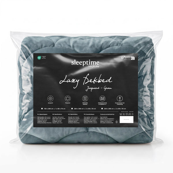 VUODEVAATTEET - Lazy Teddy/Sametti vihreä tyynyliinoilla Lazy peitto