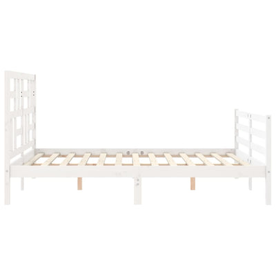 Sängynrunko päädyllä valkoinen King Size täysi puu