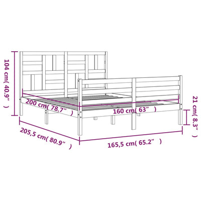 Valkoinen sängynrunko päädyllä Andrenut 160x200cm (mänty)