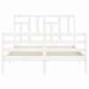 Valkoinen sängynrunko päädyllä Jermain 140x190cm (puu)