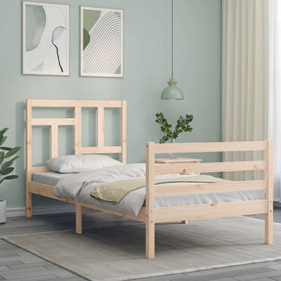Sängynrunko päädyllä 90x200 cm täysi puu