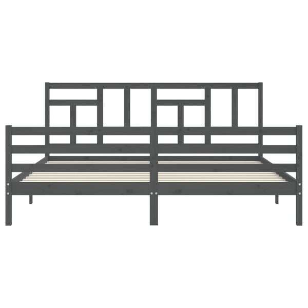 Sängynrunko päädyllä harmaa Super King Size täysi puu