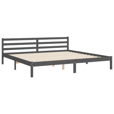 Sängynrunko päädyllä harmaa 200x200 cm täysi puu