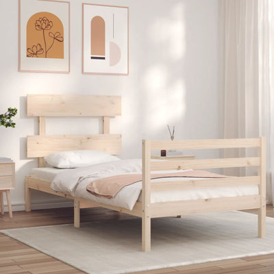 Sängynrunko päädyllä 90x200 cm täysi puu