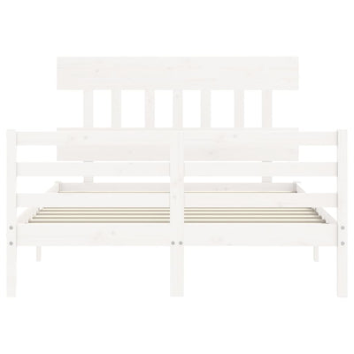 Sängynrunko päädyllä valkoinen 140x190 cm täysi puu