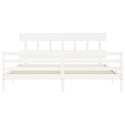 Sängynrunko päädyllä valkoinen Super King Size täysi puu