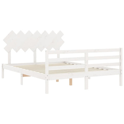 Sängynrunko päädyllä valkoinen King Size täysi puu