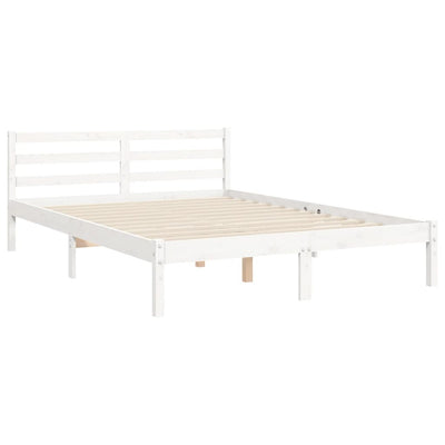 Sängynrunko päädyllä valkoinen King Size täysi puu