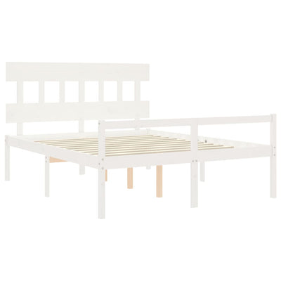 Vanhusten sänky päädyllä valkoinen King Size täysi puu