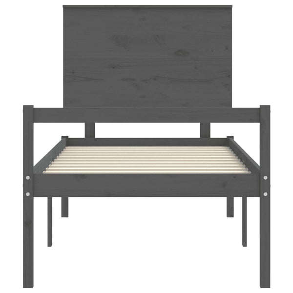 Vanhusten sänky päädyllä harmaa 100x200 cm täysi puu