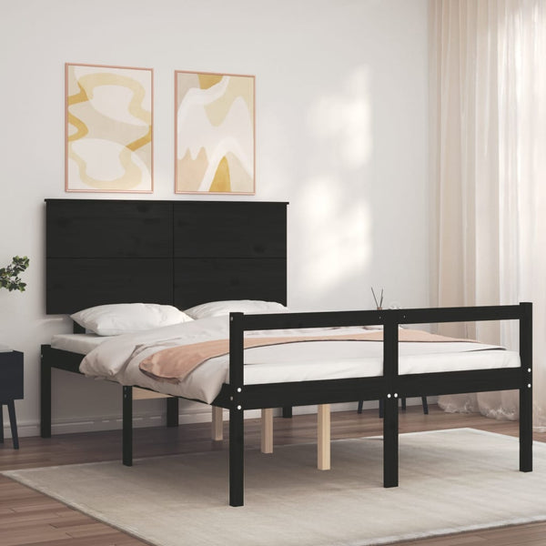 Vanhusten sänky päädyllä musta 120x200 cm täysi puu