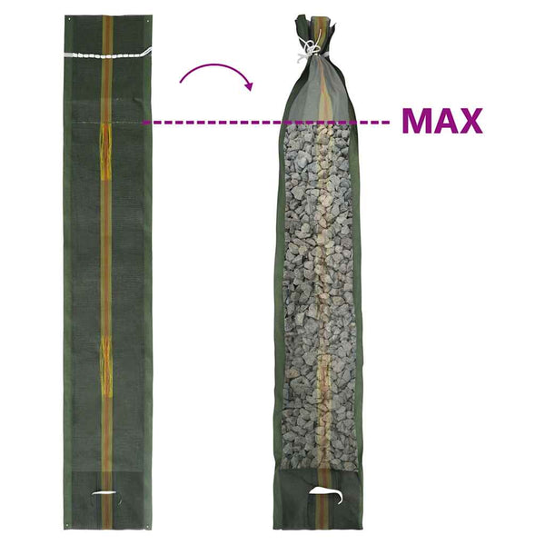 Hiekkasäkit 10 kpl tummanvihreä 103x25 cm HDPE