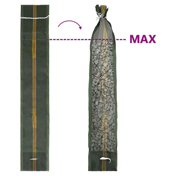 Hiekkasäkit 50 kpl tummanvihreä 103x25 cm HDPE