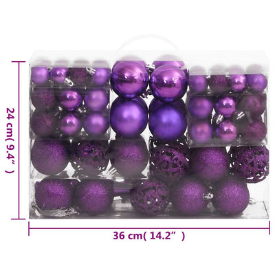 111-osainen Joulupallosarja violetti polystyreeni