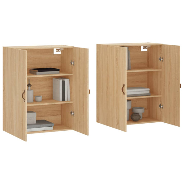 Seinäkiinnitettävät 2 kpl kaappia Sonoma-tammesta 69,5x34x90 cm