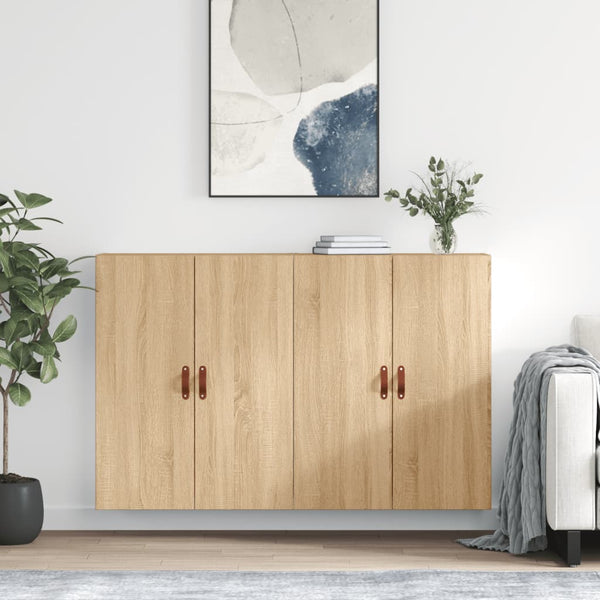 Seinäkiinnitettävät 2 kpl kaappia Sonoma-tammesta 69,5x34x90 cm