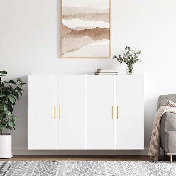 Seinäkiinnitettävät kaapit 2 kpl valkoinen 69,5x90x34 cm