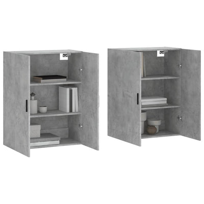 Seinäkiinnitettävät kaapit 2 kpl betoninharmaa 69,5x34x90 cm