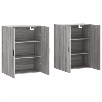 Seinäkiinnitettävät kaapit 2 kpl harmaa Sonoma 69,5x34x90 cm