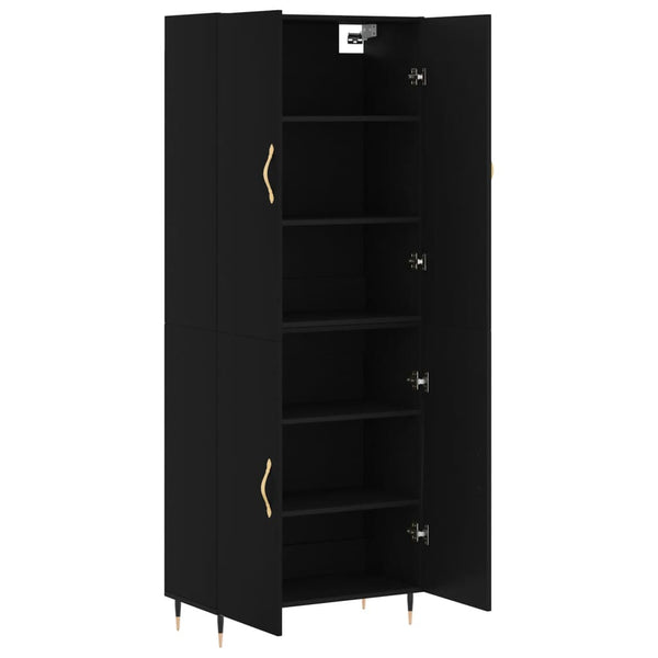 Kaappi musta 69,5x34x180 cm tekninen puu