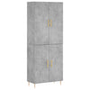 Kaappi betoninharmaa 69,5x34x180 cm tekninen puu